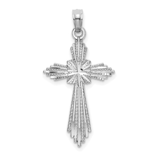 14K White Gold Fancy D/C Cross Charm