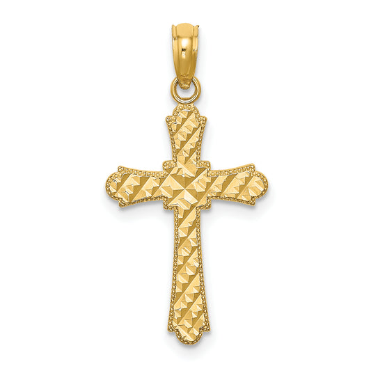 14K D/C Striped Cross Charm