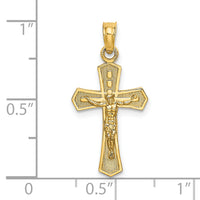 14K Crucifix W/ Beveled Edges Charm