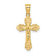 14K W/ Textured Scalloped Edge Crucifix Charm