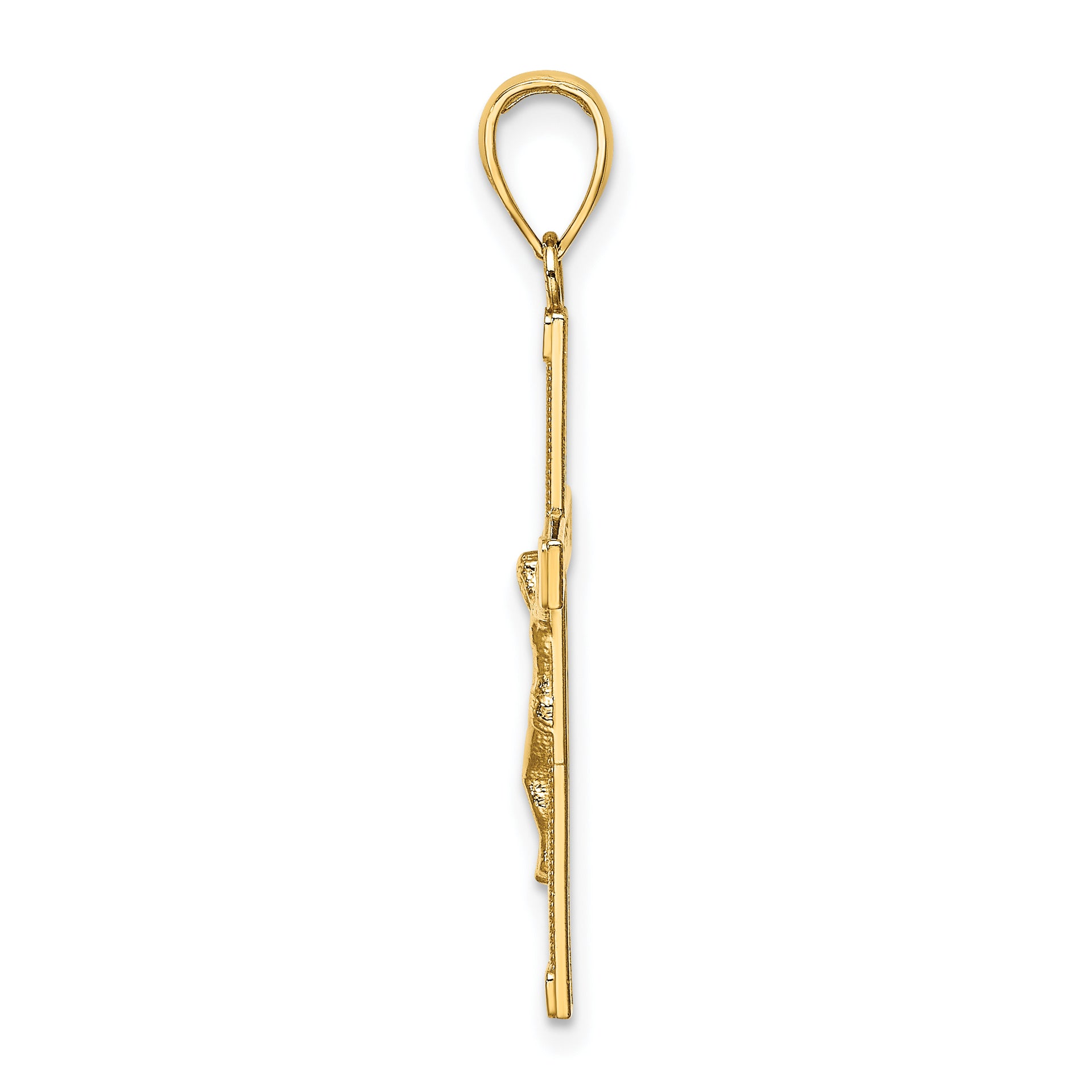 14K Polished and Textured Crucifix Charm