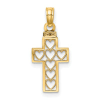 14K Cut-Out Heart Design Cross Charm