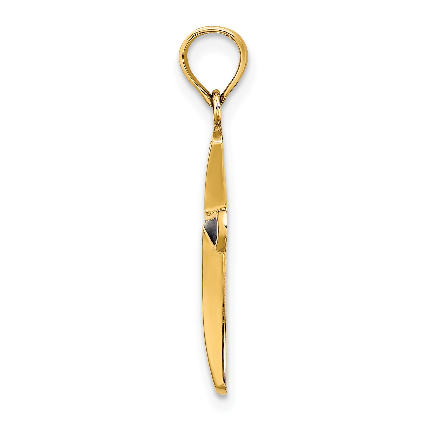 14K Blue Enameled Tapered Cross Charm