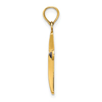 14K Blue Enameled Tapered Cross Charm