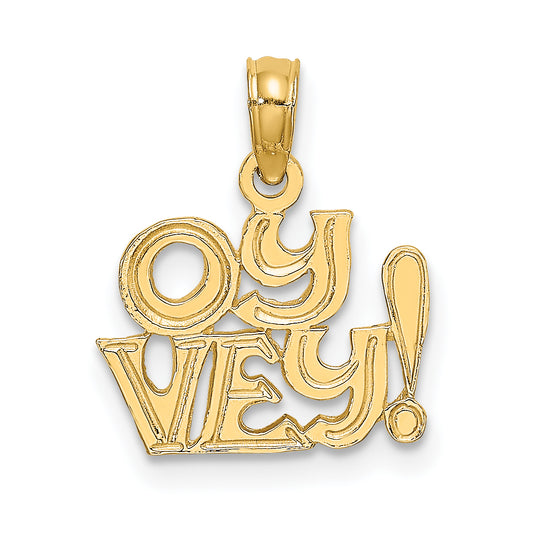 14K Polished and Engraved OY VEY Charm