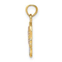 14K Two-tone w/White Rhodium Holy Bible w/Cross Charm