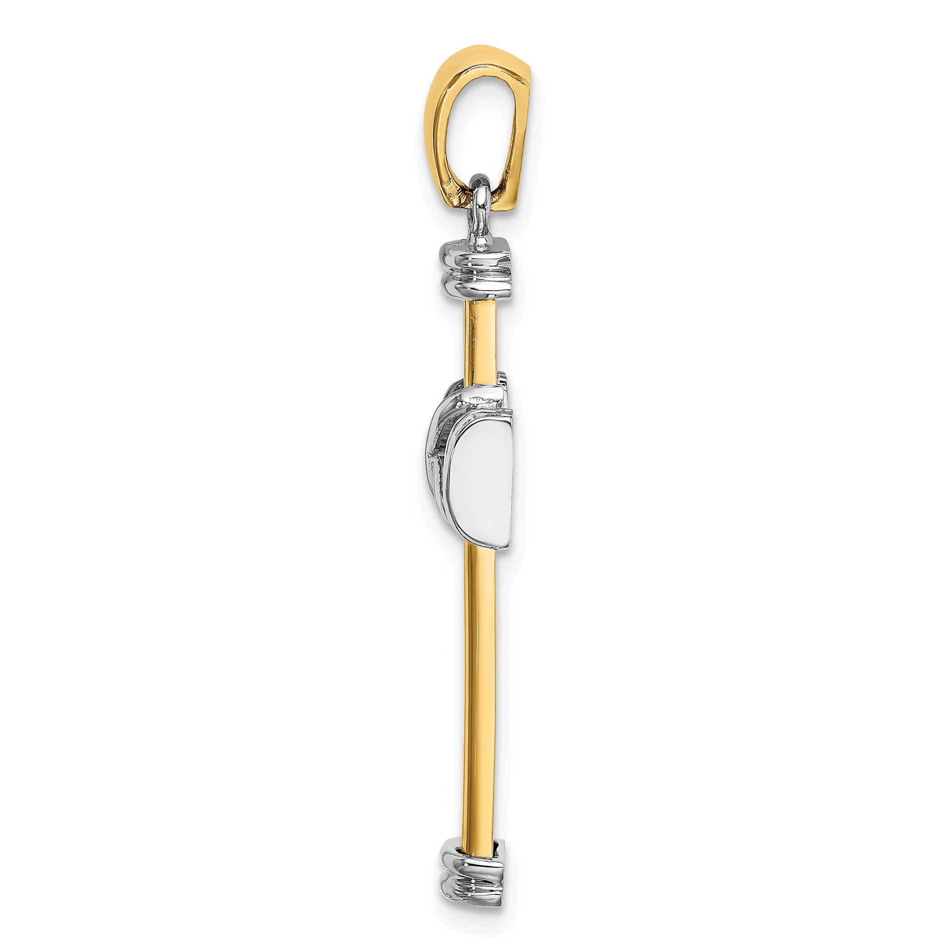 14K Two-tone Polished Cross Charm