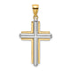 14K Two-tone Beveled Cross Charm
