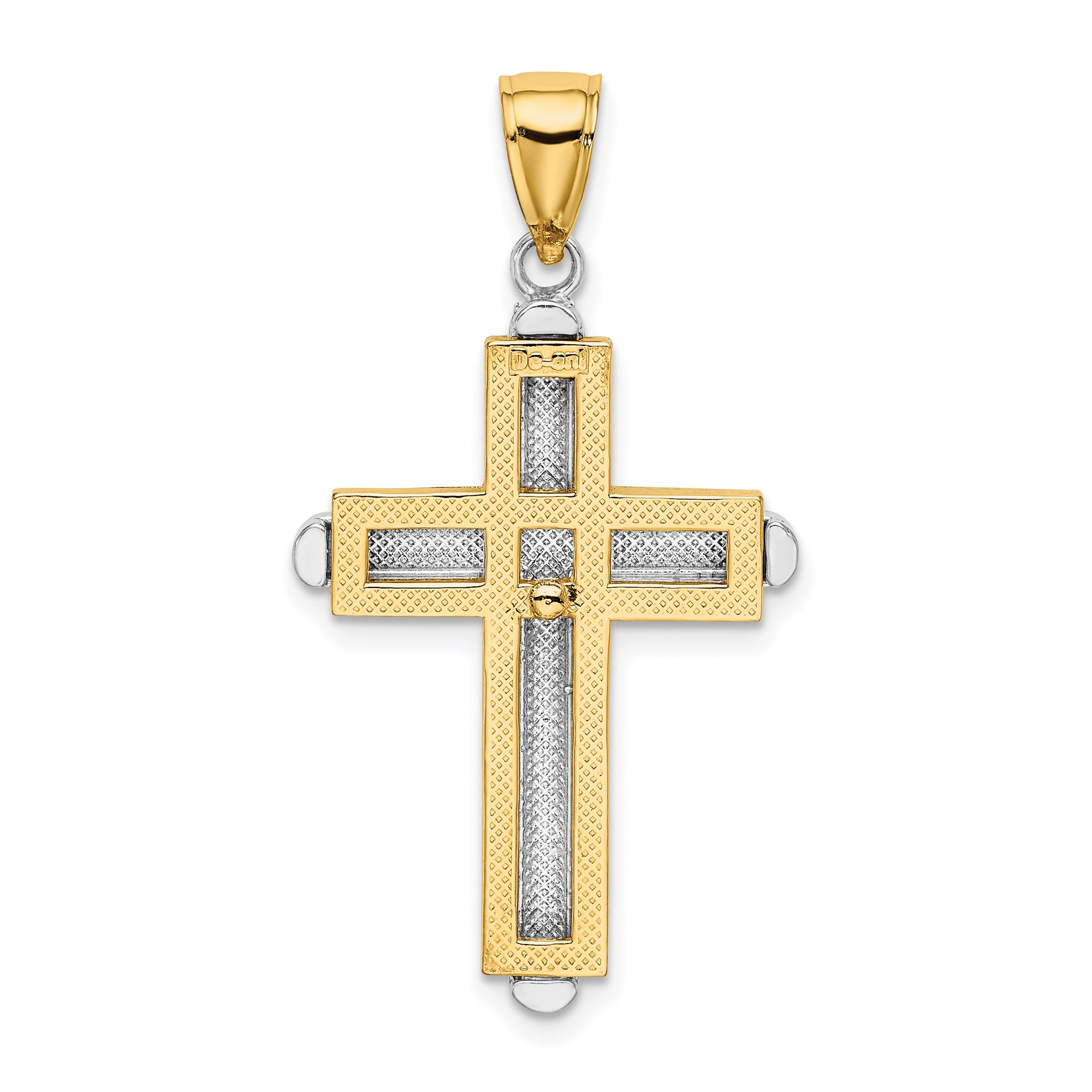 14K Two-tone Beveled Cross Charm