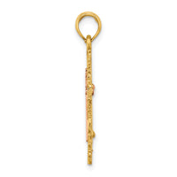 14K Two-Tone w/ Lace Trim Cross Charm