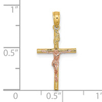 14k Two-Tone Cross Crucifix Charm