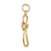 14k Two-Tone Twisted Cross w/ Flower Charm