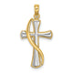 14K w/Rhodium Cross w/Drape Charm