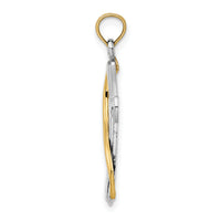 14K w/Rhodium Cross w/Drape Charm