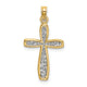 14k w/ Rhodium Filigree Cross Charm