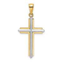 14K Two-tone Polished Cross Charm