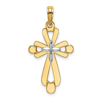 14K W/ Rhodium Polished Fancy Cross Charm