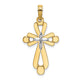 14K W/ Rhodium Polished Fancy Cross Charm