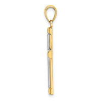 14K W/ Rhodium Polished Tubular Cross Charm