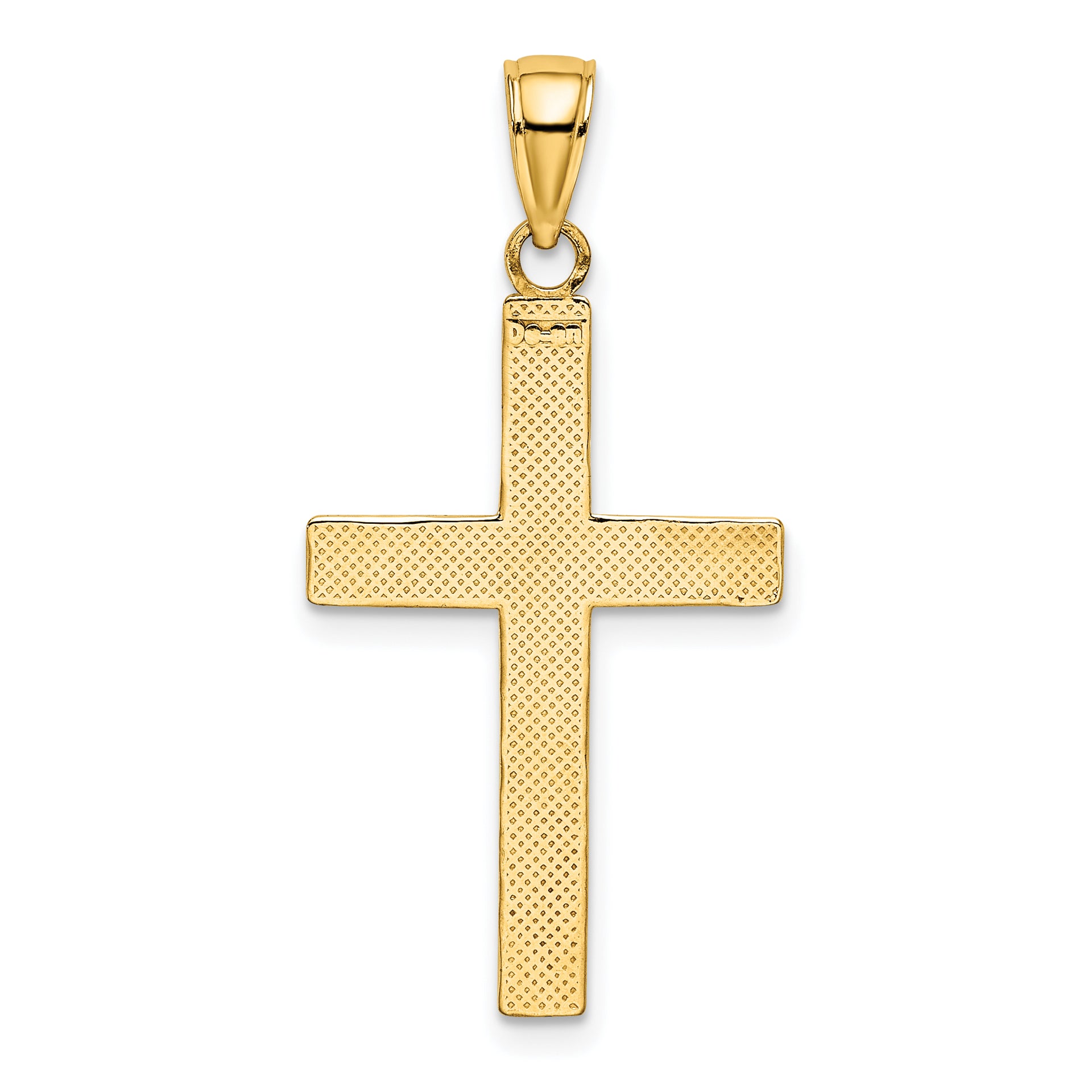 14K W/ Rhodium Polished Tubular Cross Charm