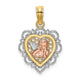 14K Two-tone w/White Rhodium Small Angel In Heart Charm
