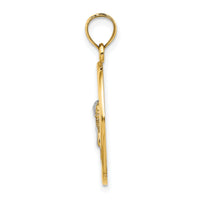 14K w/Rhodium Oval Cherub W/ Heart Charm