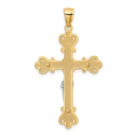 14k Two-Tone Engraved Crucifix Charm