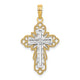 14K W/ Rhodium Lace Trim Cross Charm