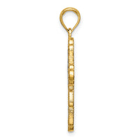 14K W/ Rhodium Lace Trim Cross Charm