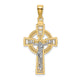 14k Two-tone Celtic Crucifix w/ Eternity Circle Charm