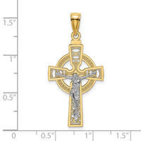 14k Two-tone Celtic Crucifix w/ Eternity Circle Charm