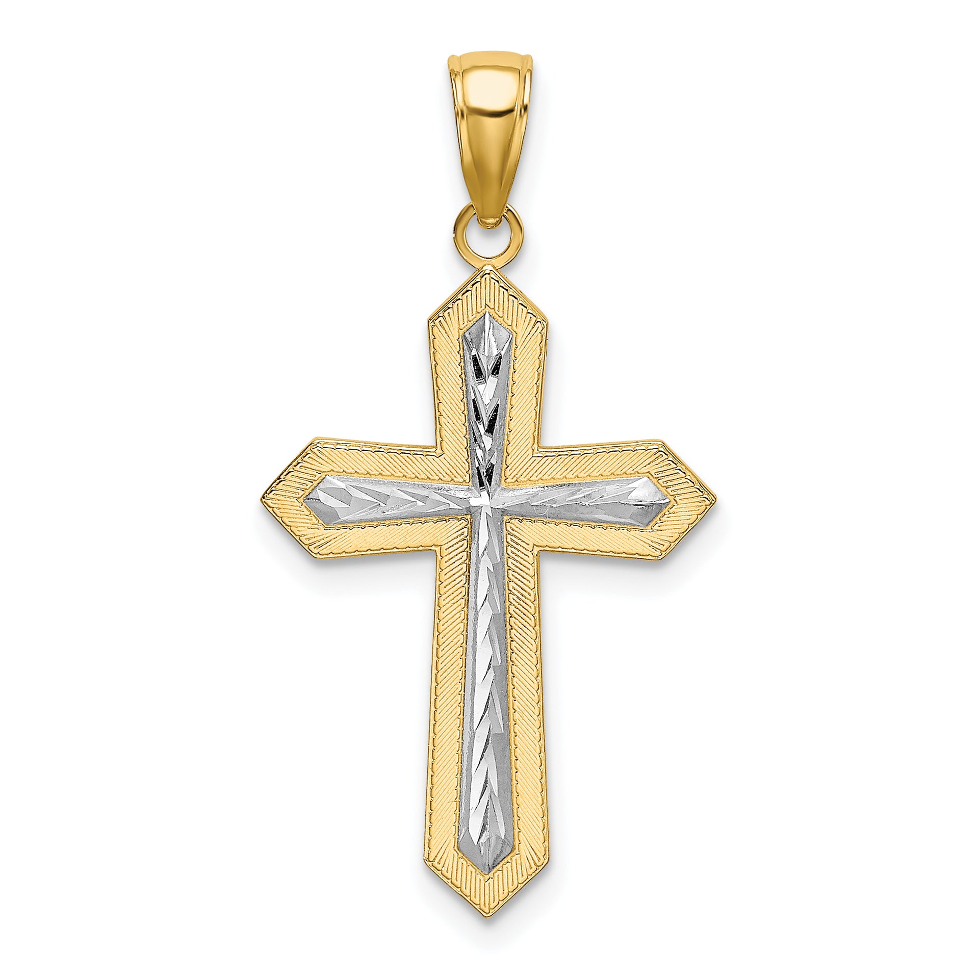 14K W/ Rhodium Center Cross Charm