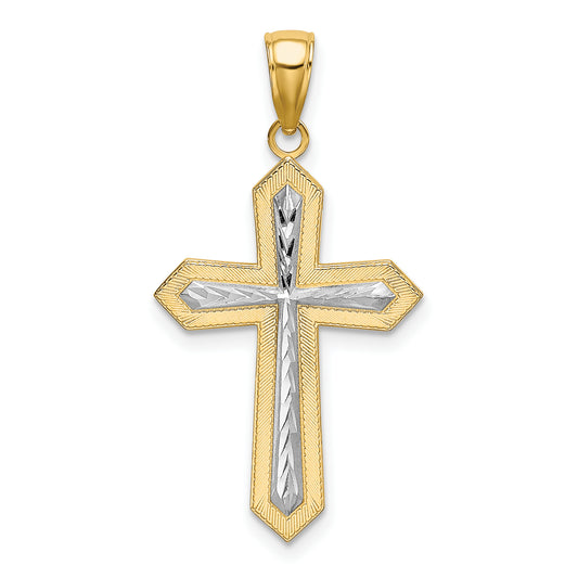 14K W/ Rhodium Center Cross Charm