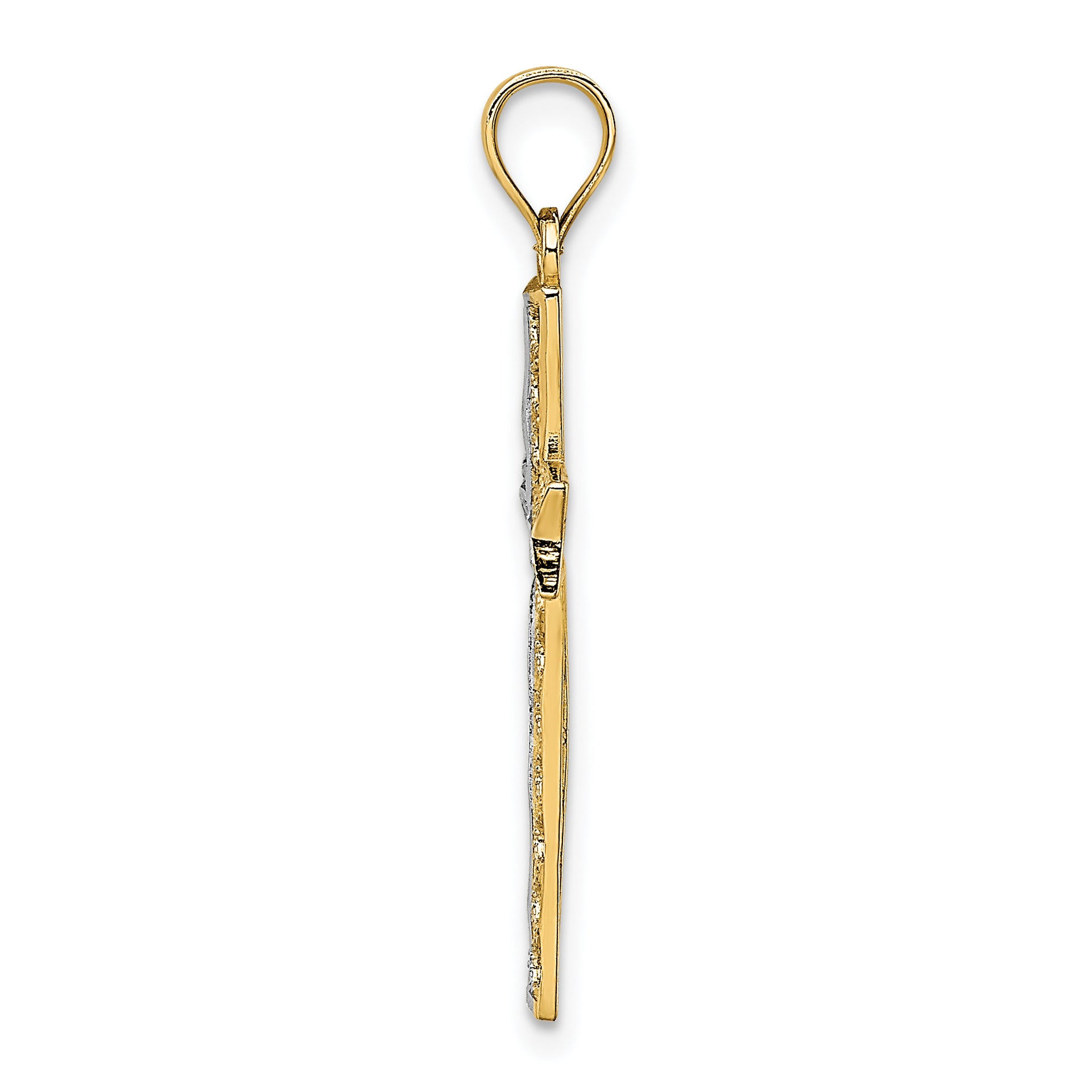 14K W/ Rhodium Cross Charm