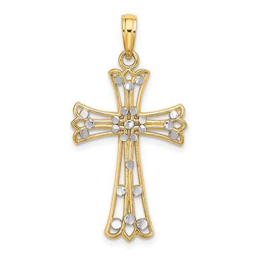 14K w/Rhodium D/C Cross Charm