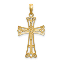 14K w/Rhodium D/C Cross Charm