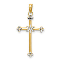 14k w/ Rhodium Thin D/C Cross Charm