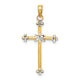 14k w/ Rhodium Thin D/C Cross Charm