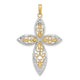 14K W/ Rhodium Beaded Filigree Cross Charm