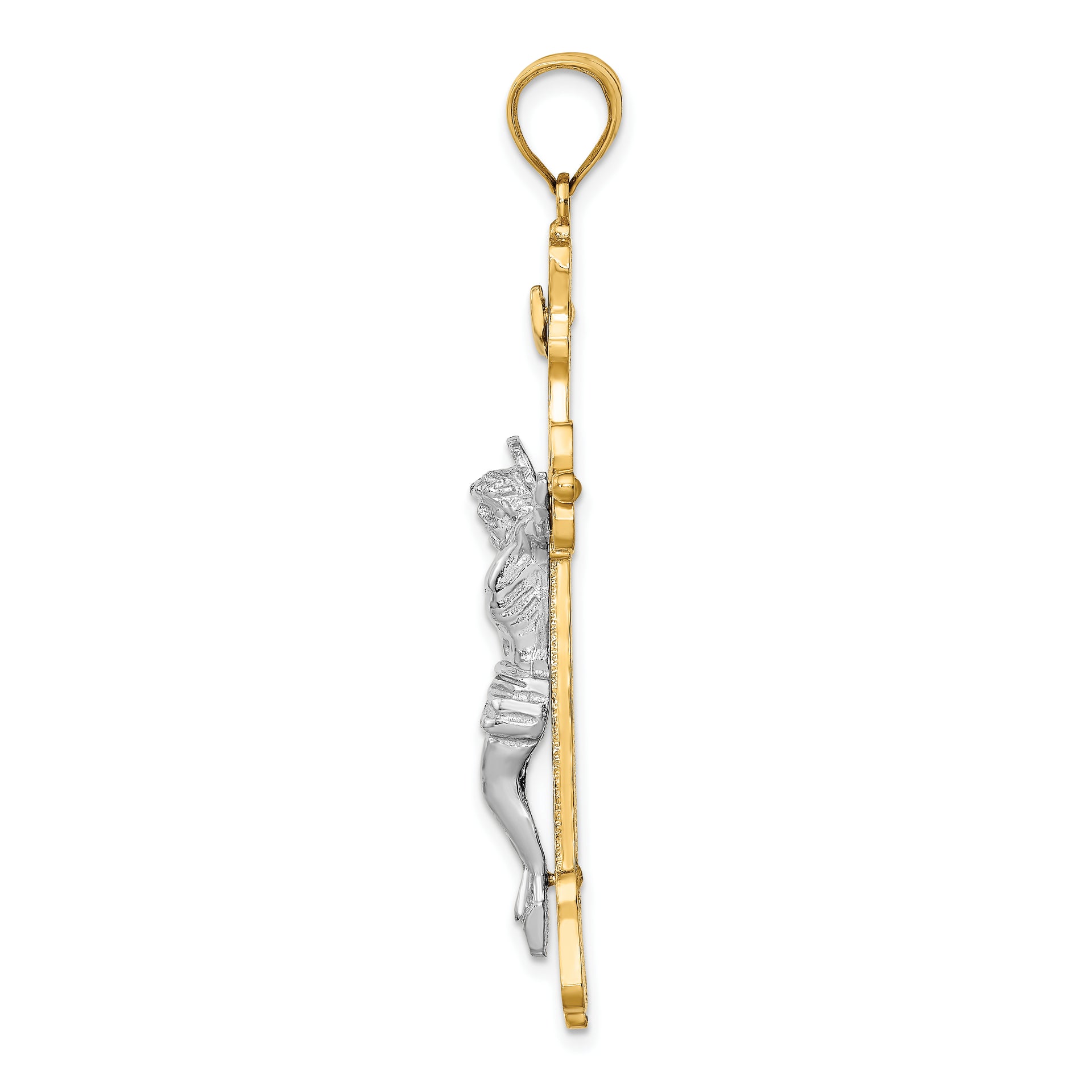 14k Two-tone INRI Crucfix Pendant