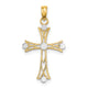 14K W/ Rhodium Textured Cross Charm