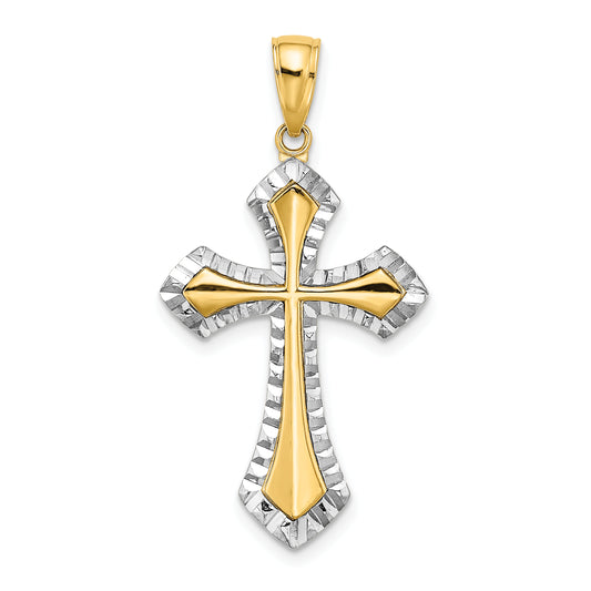 14K w/ Rhodium and D/C Reversible Cross Charm