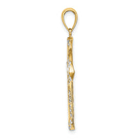 14K w/ Rhodium and D/C Reversible Cross Charm