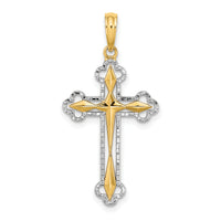 14K W/ Rhodium D/C Reversible Cross Charm
