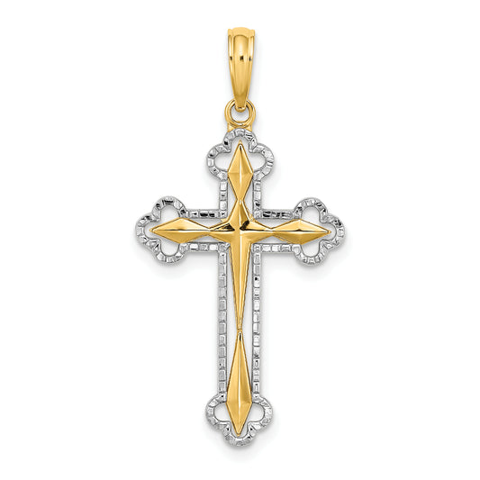 14K W/ Rhodium D/C Reversible Cross Charm