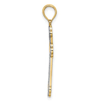 14K W/ Rhodium D/C Reversible Cross Charm