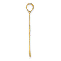 14K W/ Rhodium D/C and Cut-Out Cross Charm