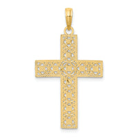 14K W/ Rhodium D/C and Cut-Out Cross Charm