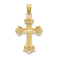 14K W/ Rhodium and D/C Fleur-De-Lis Cross Charm