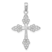 14k White Gold Filigree Cross Pendant